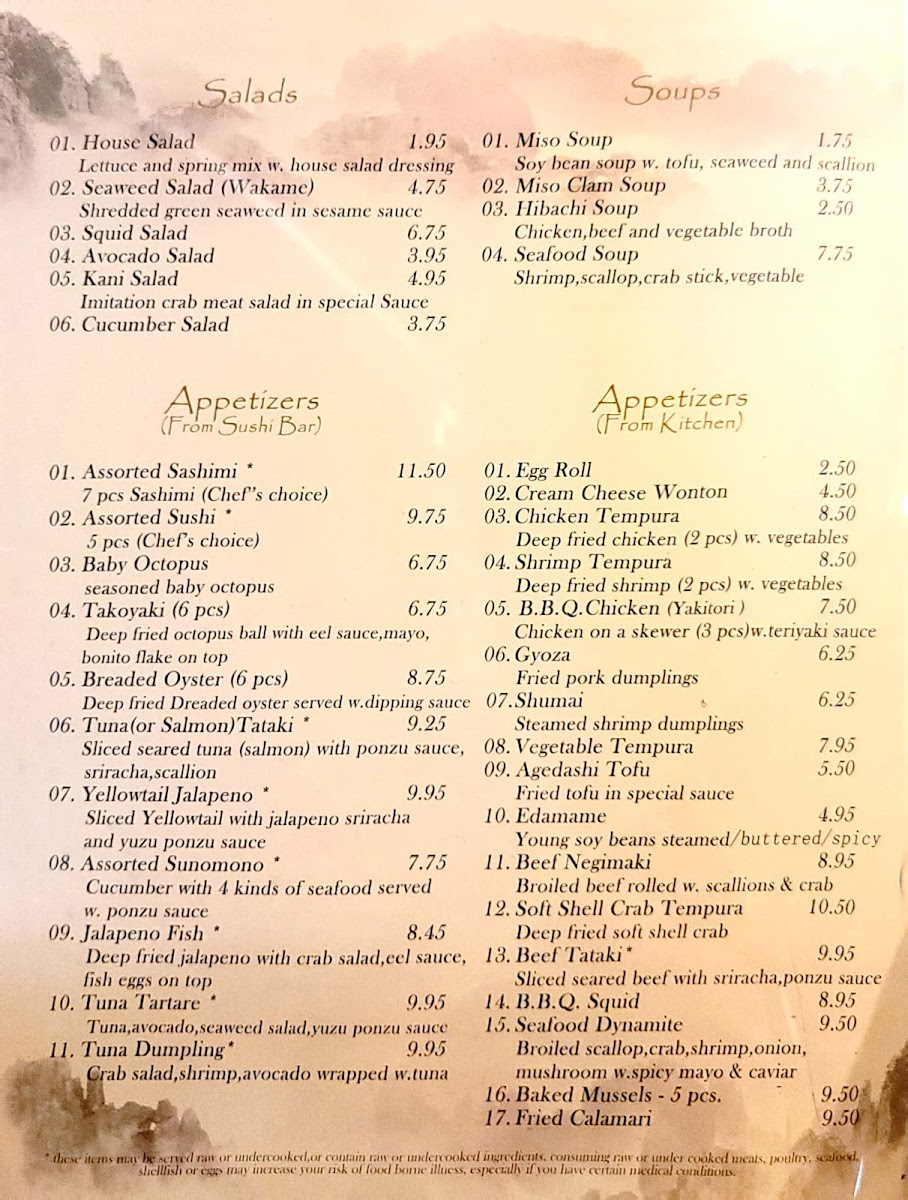 Menu Mt Fuji Hibachi & Sushi-2