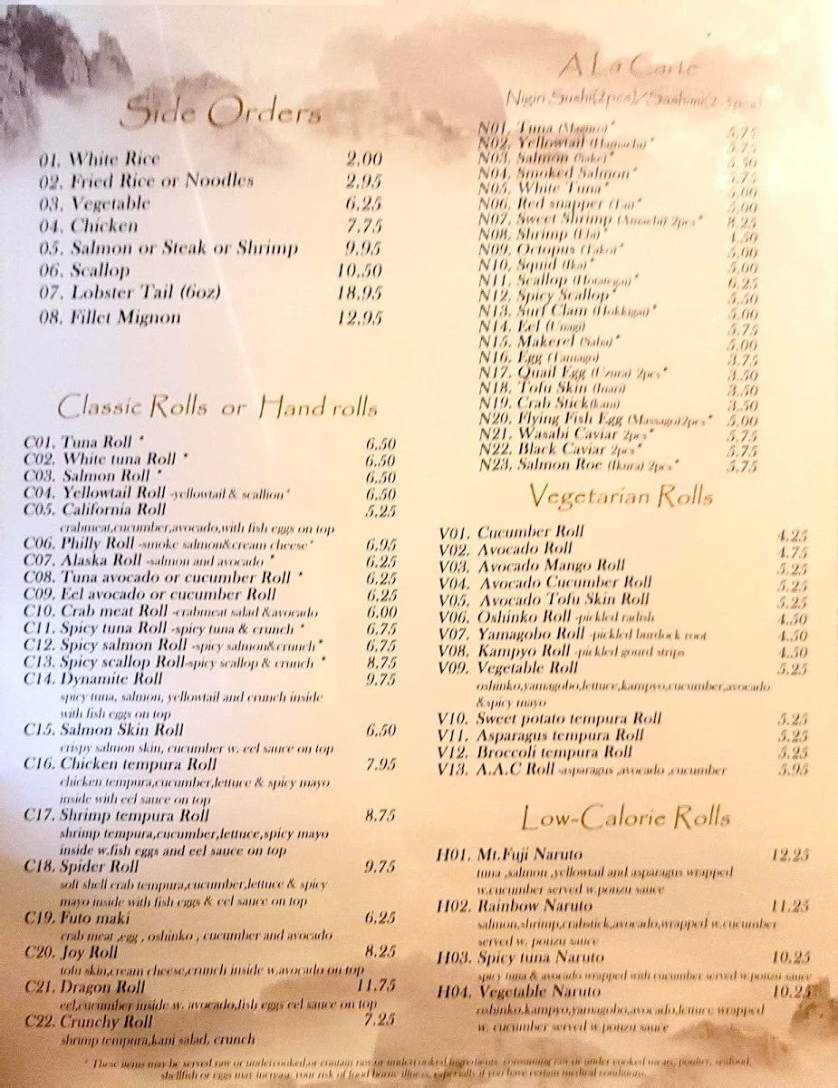 Menu Mt Fuji Hibachi & Sushi-4
