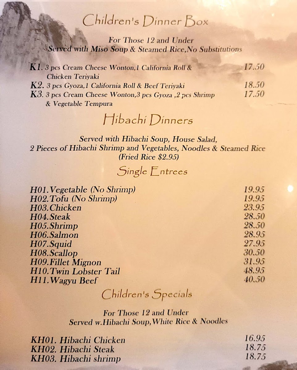Menu Mt Fuji Hibachi & Sushi-5