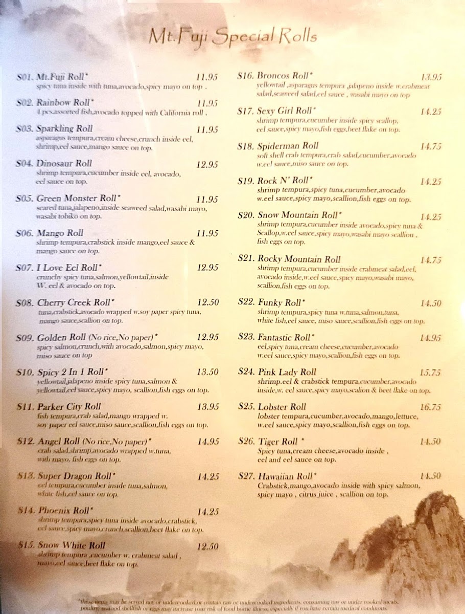 Menu Mt Fuji Hibachi & Sushi-6