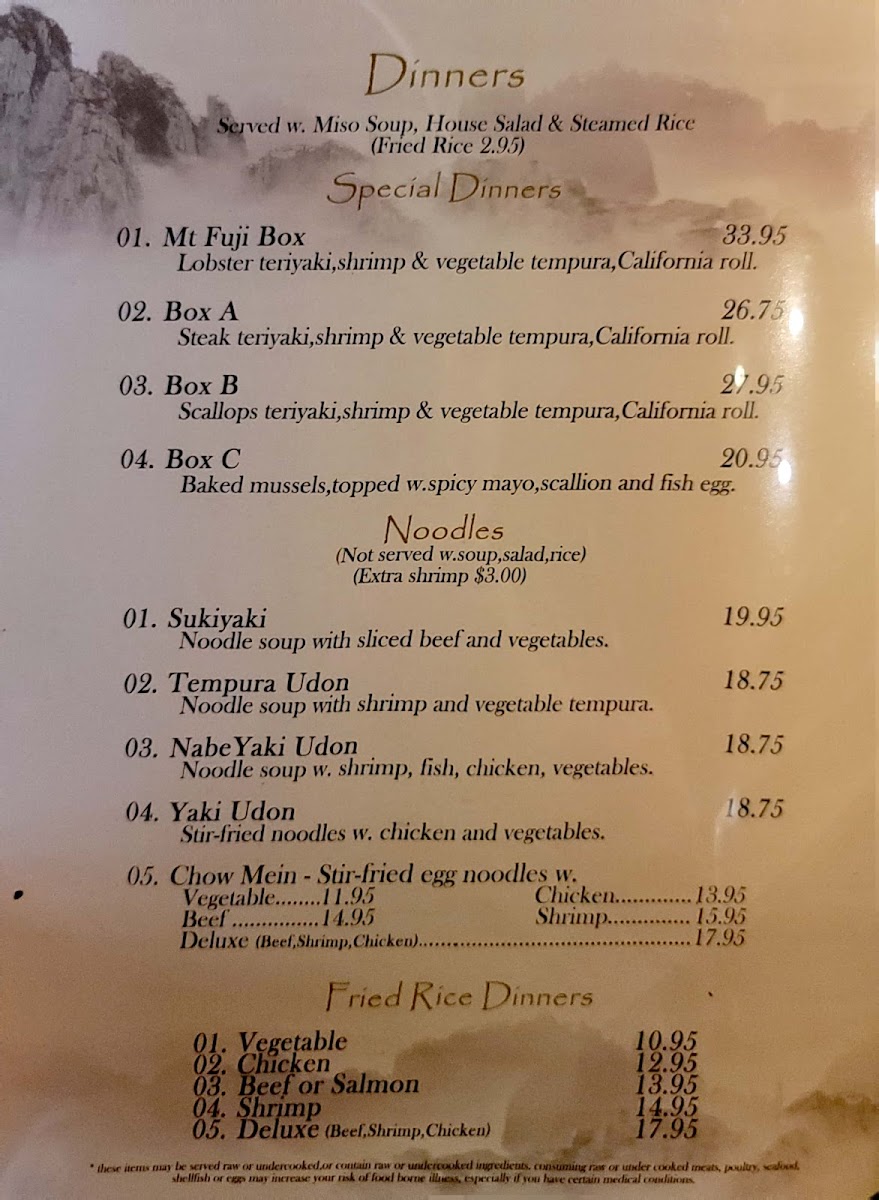 Menu Mt Fuji Hibachi & Sushi-7