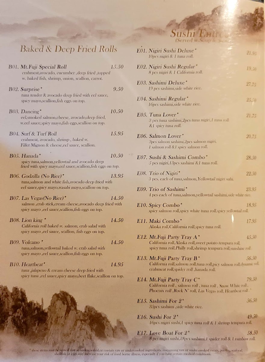 Menu Mt Fuji Hibachi & Sushi-8
