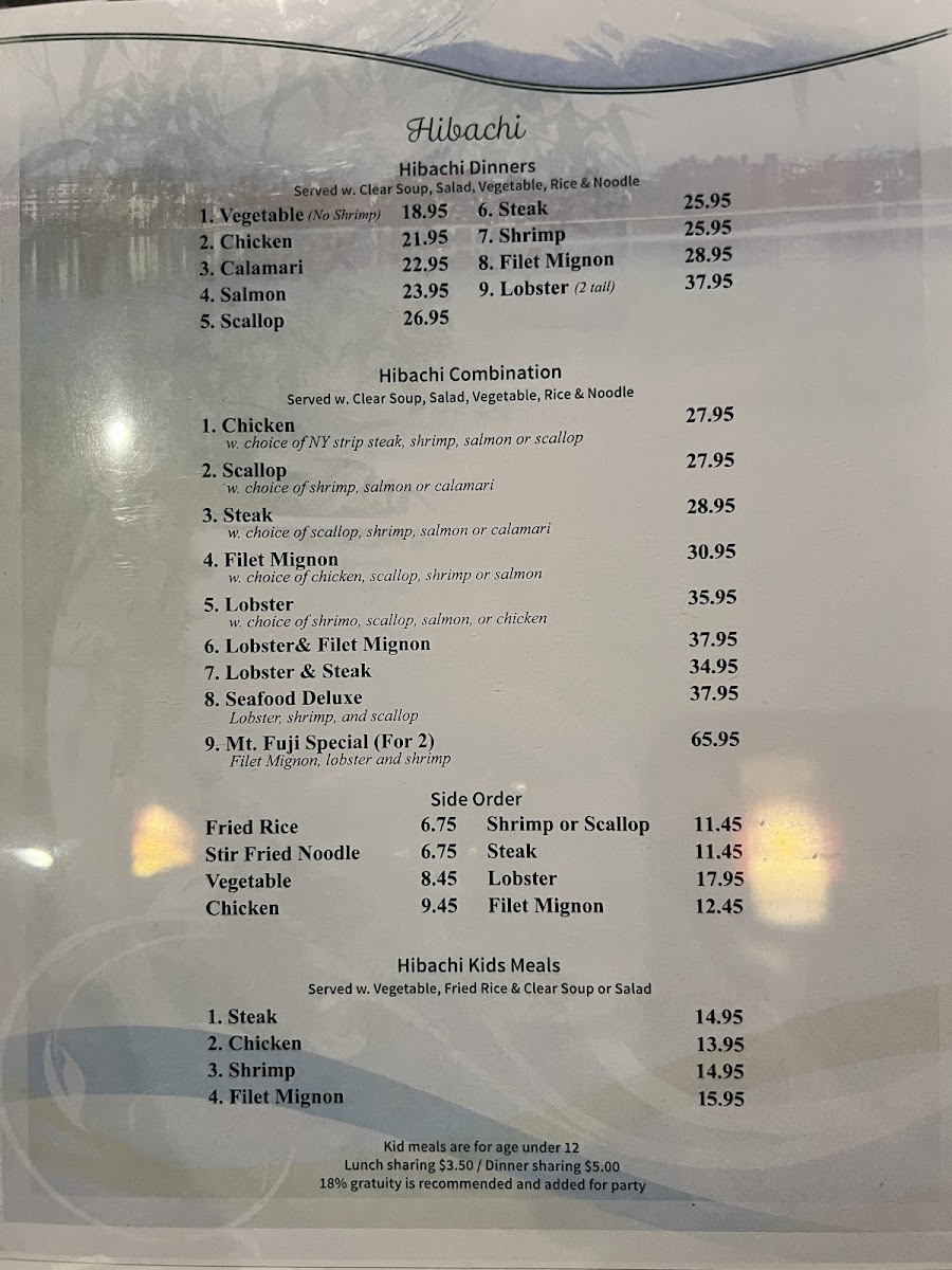 Menu Mt. Fuji Japanese Sushi Steakhouse-3