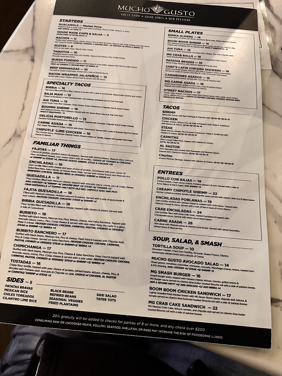 Menu Mucho Gusto Gambrills-1