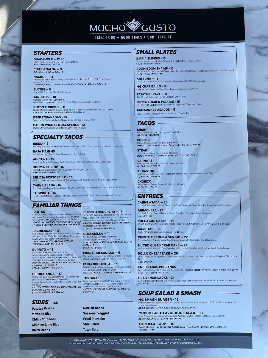 Menu Mucho Gusto Gambrills-10