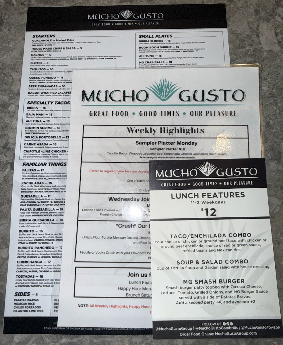 Menu Mucho Gusto Gambrills-2