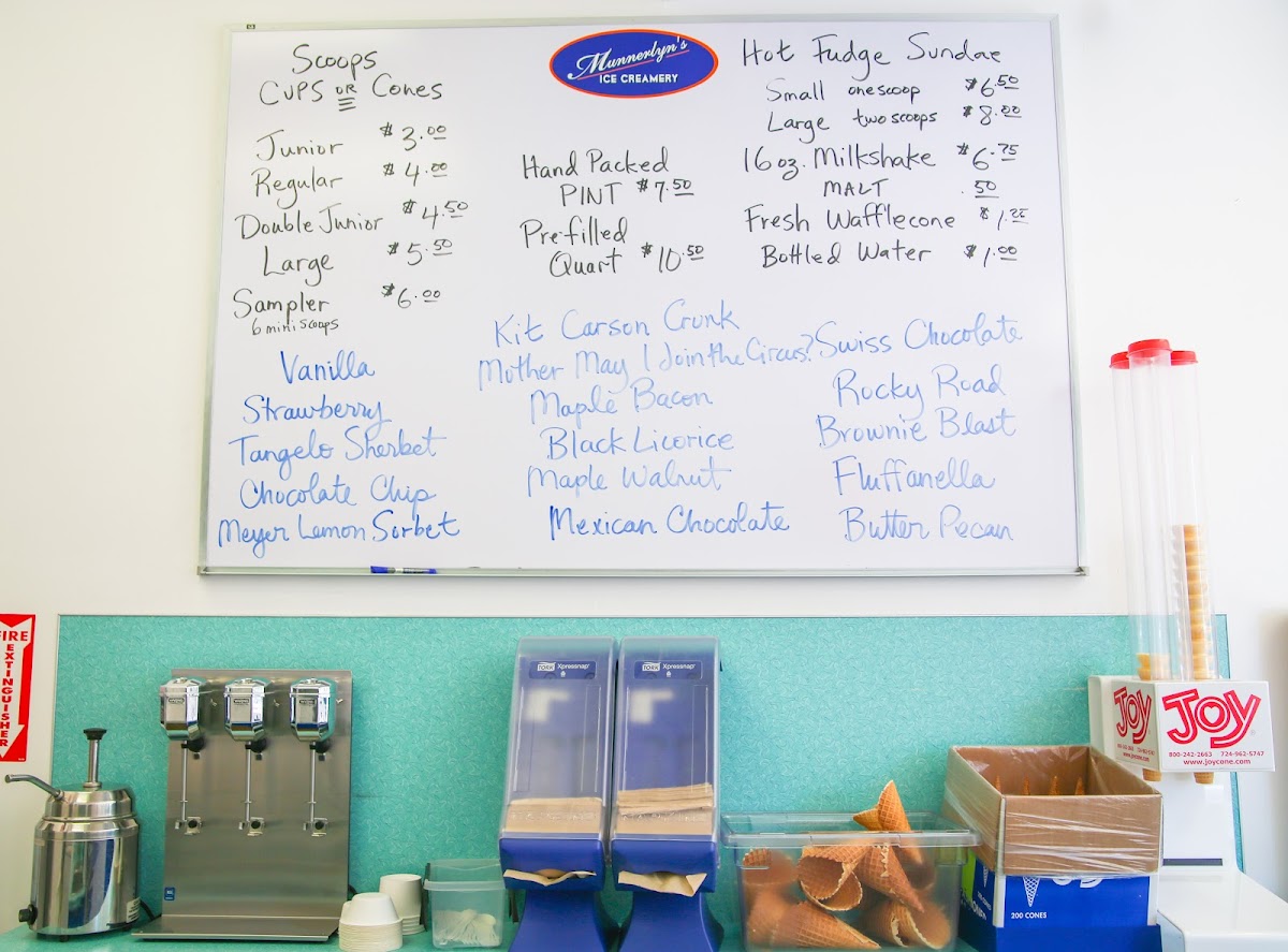 Menu Munnerlyn's Ice Creamery-2