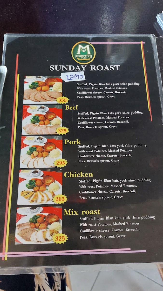 Menu Murphy's Irish Restaurant +Bar-1