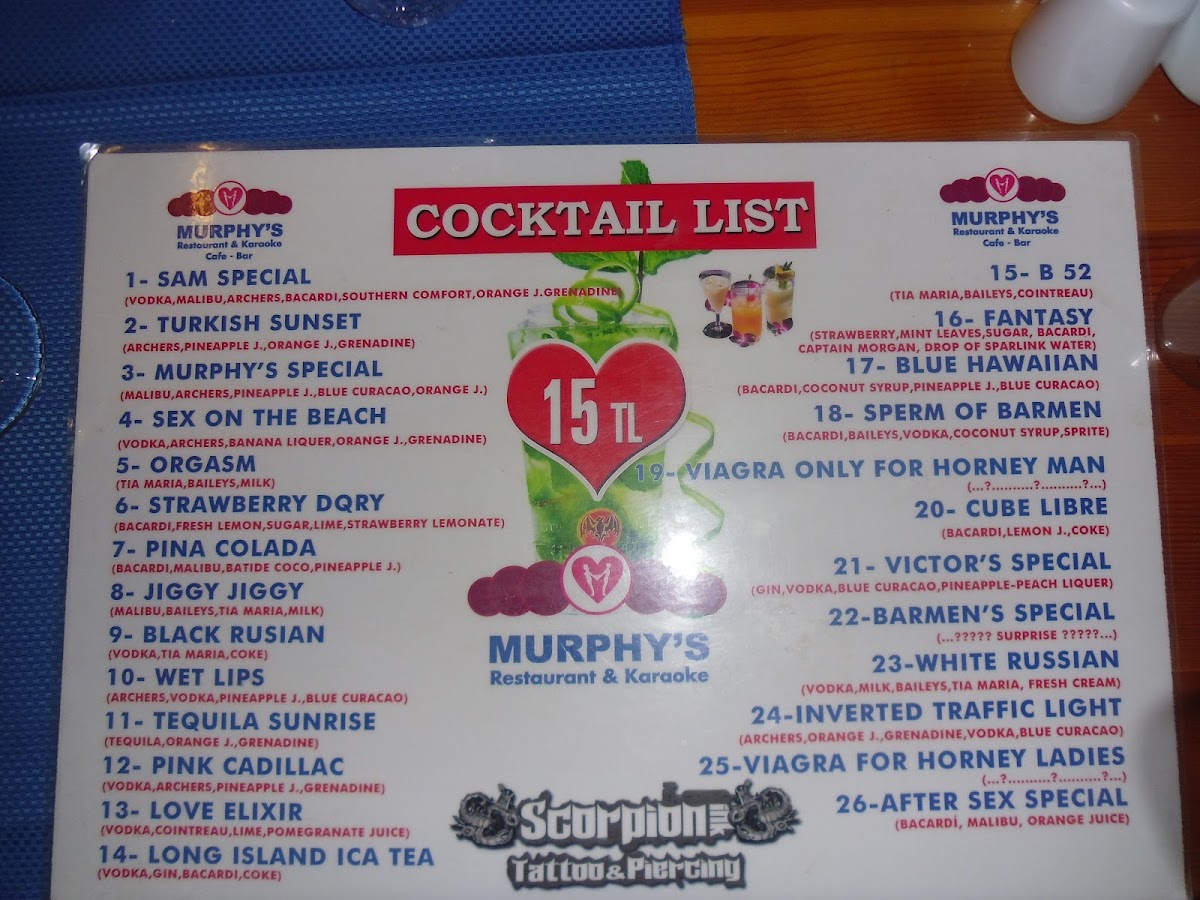 Menu Murphy's Restaurant-1