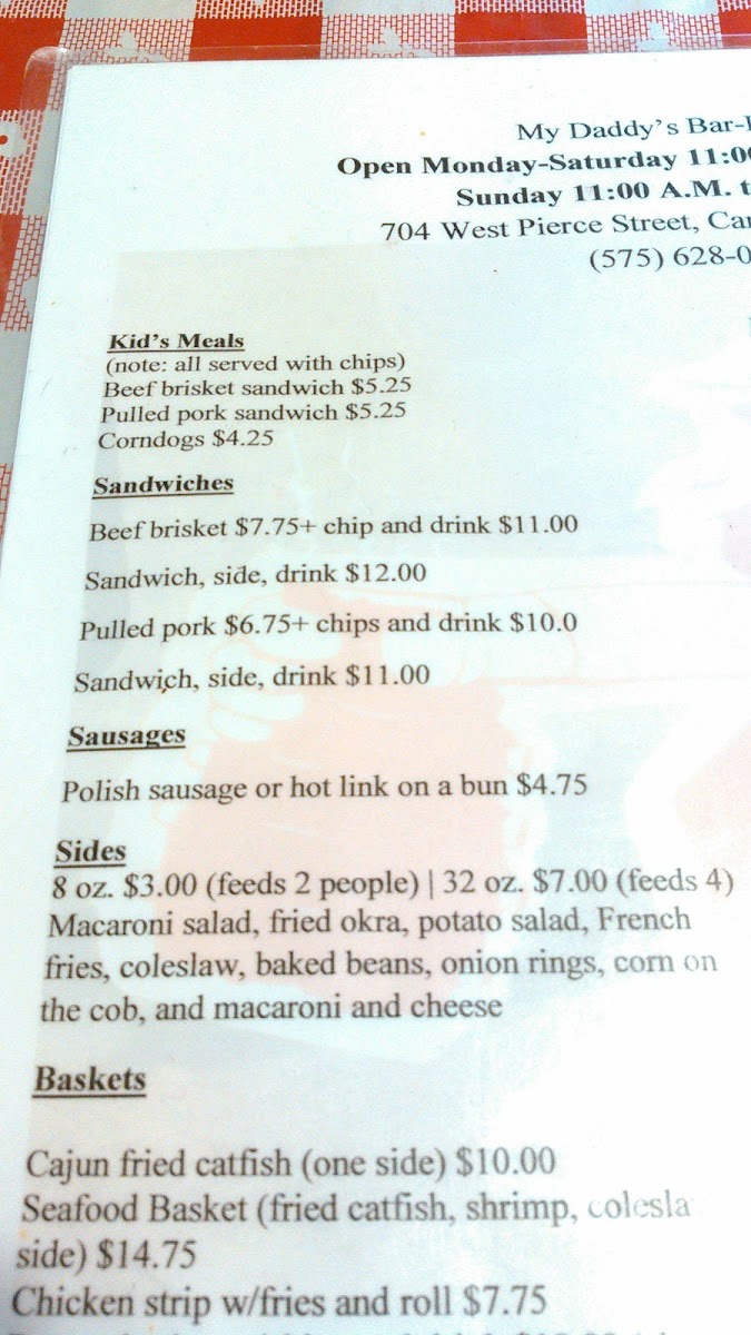 Menu My Daddy's Bar-B-Que-9