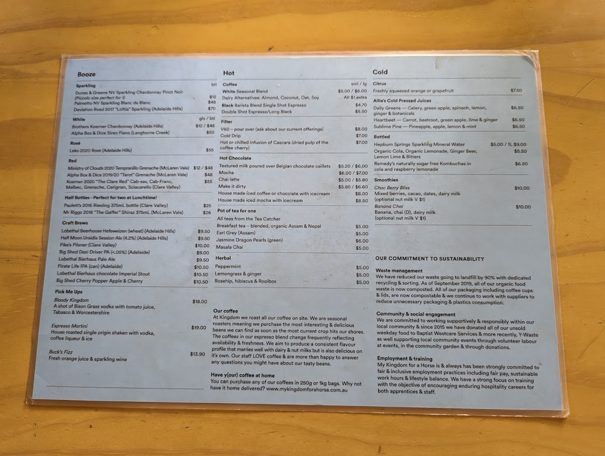 Menu My Kingdom For A Horse-1