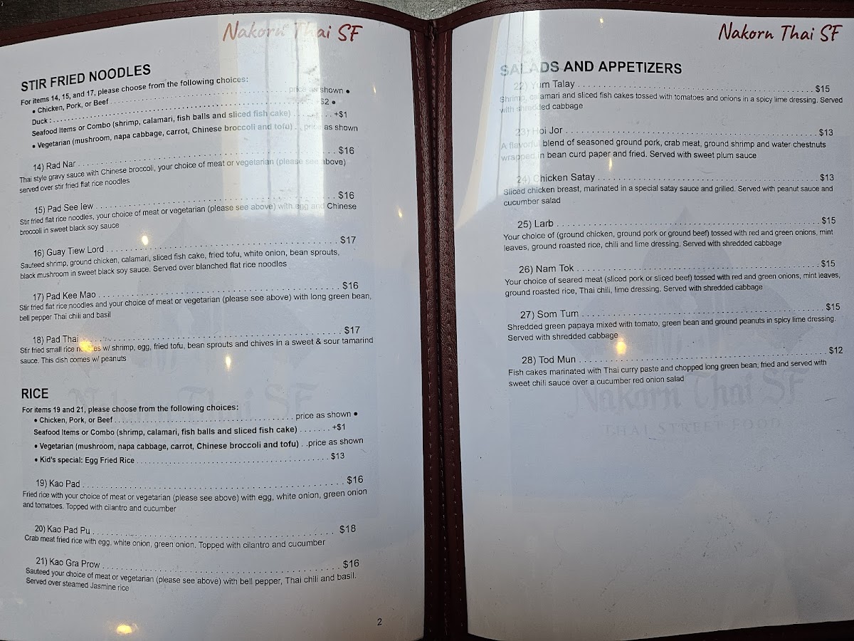 Menu Nakorn Thai Sf-10