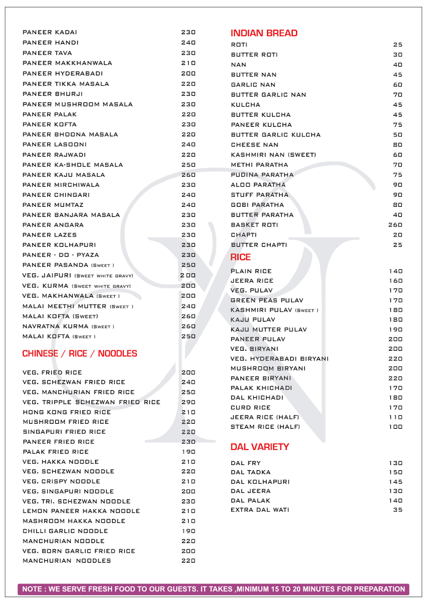 Menu Nakshatra Pure Veg Family Restaurant-1