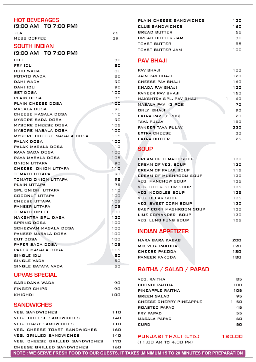 Menu Nakshatra Pure Veg Family Restaurant-2