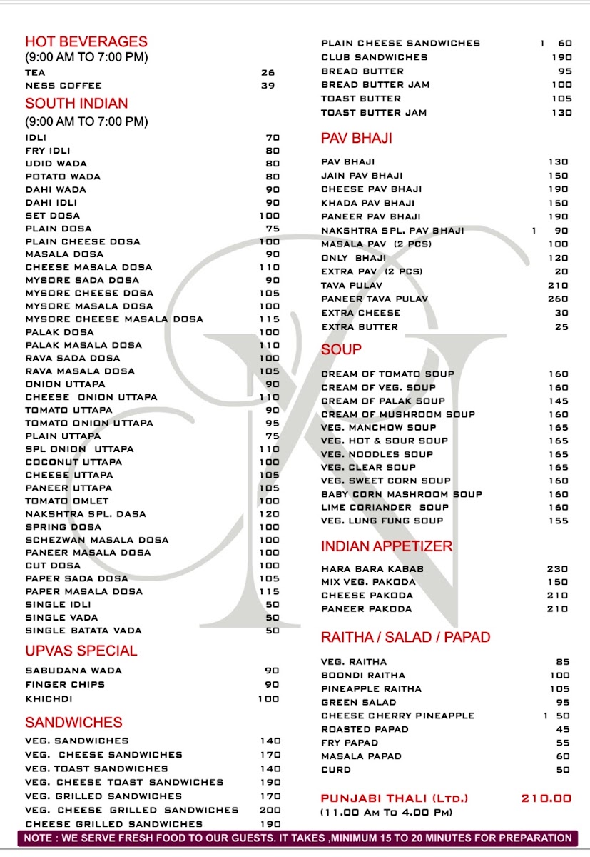 Menu Nakshatra Pure Veg Family Restaurant-8