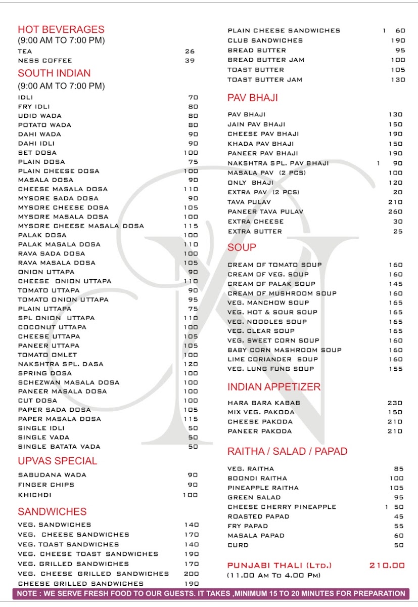 Menu Nakshatra Pure Veg Family Restaurant-9