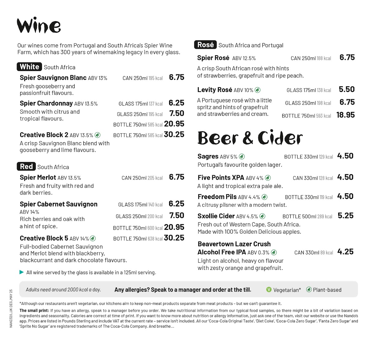 Menu Nando's Brighton - Duke Street-10