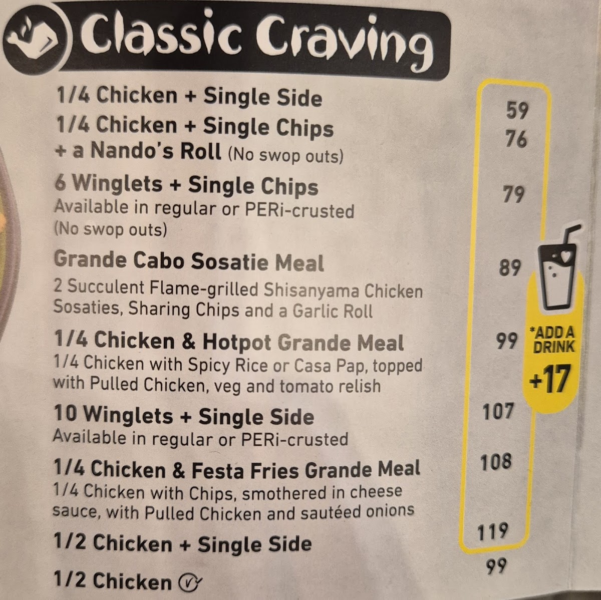 Menu Nando's Krugersdorp Drive Thru-4