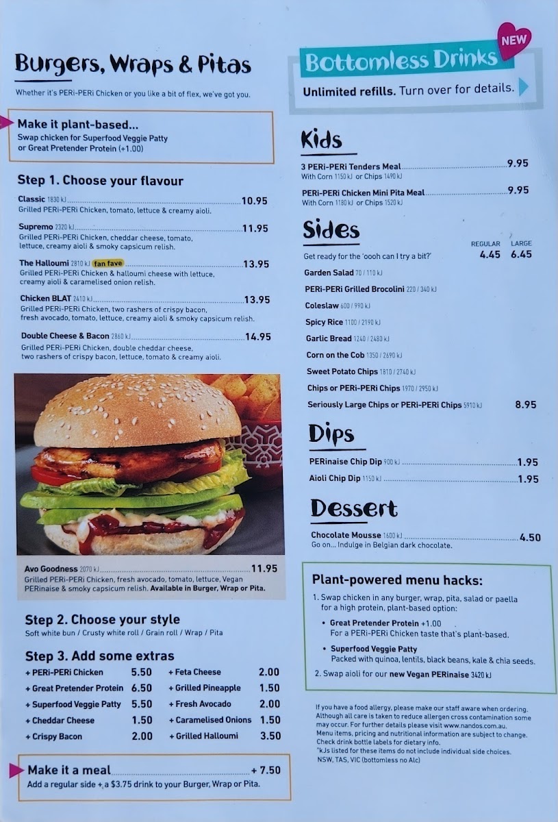 Menu Nando's Miranda Westfield-1