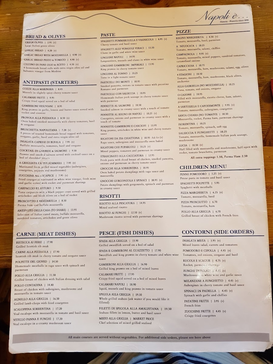Menu Napoli E-2