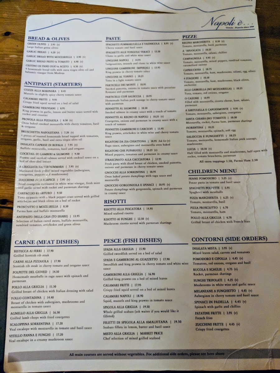 Menu Napoli E-4