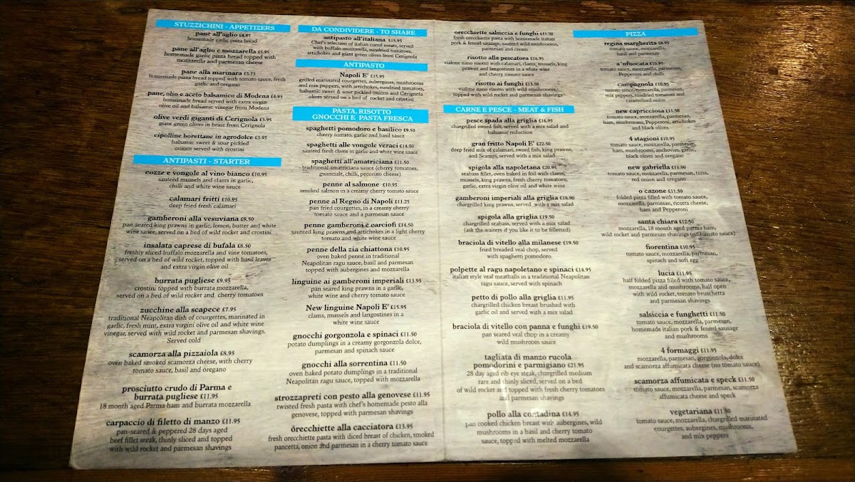 Menu Napoli E-5