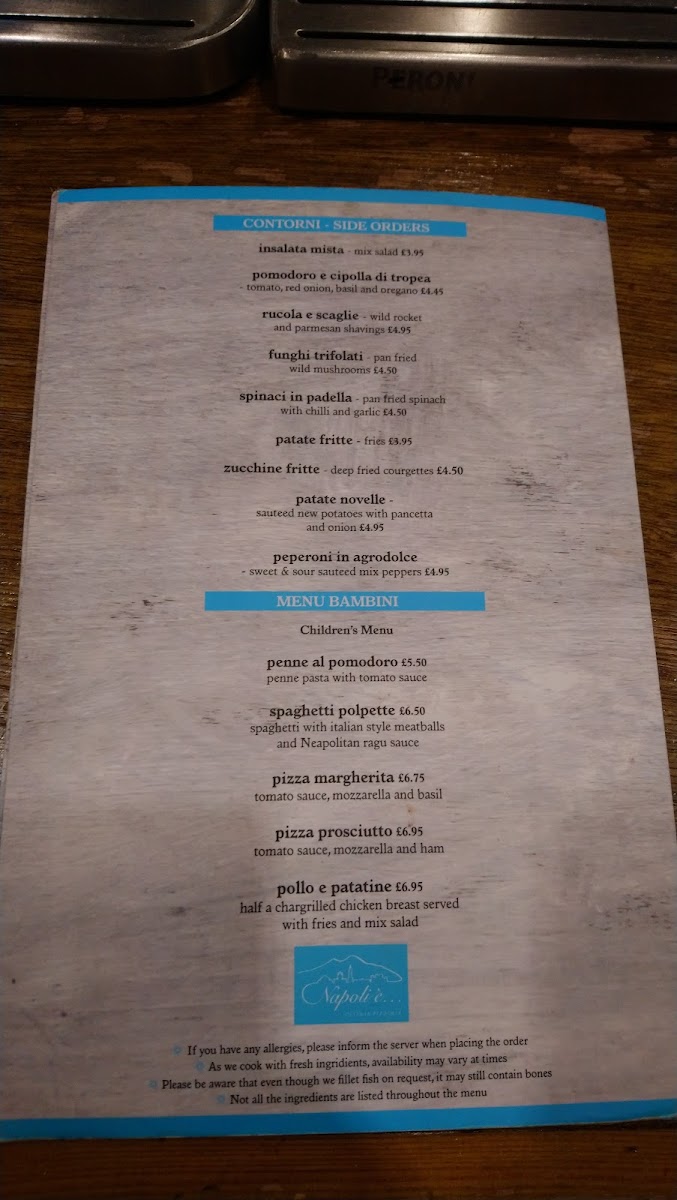 Menu Napoli E-6
