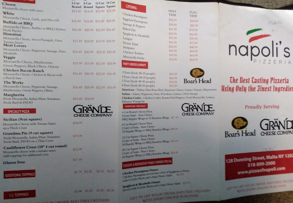 Menu Napoli's Pizzeria-1