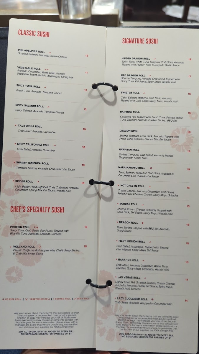 Menu Nara Sushi & Hibachi Steakhouse-1
