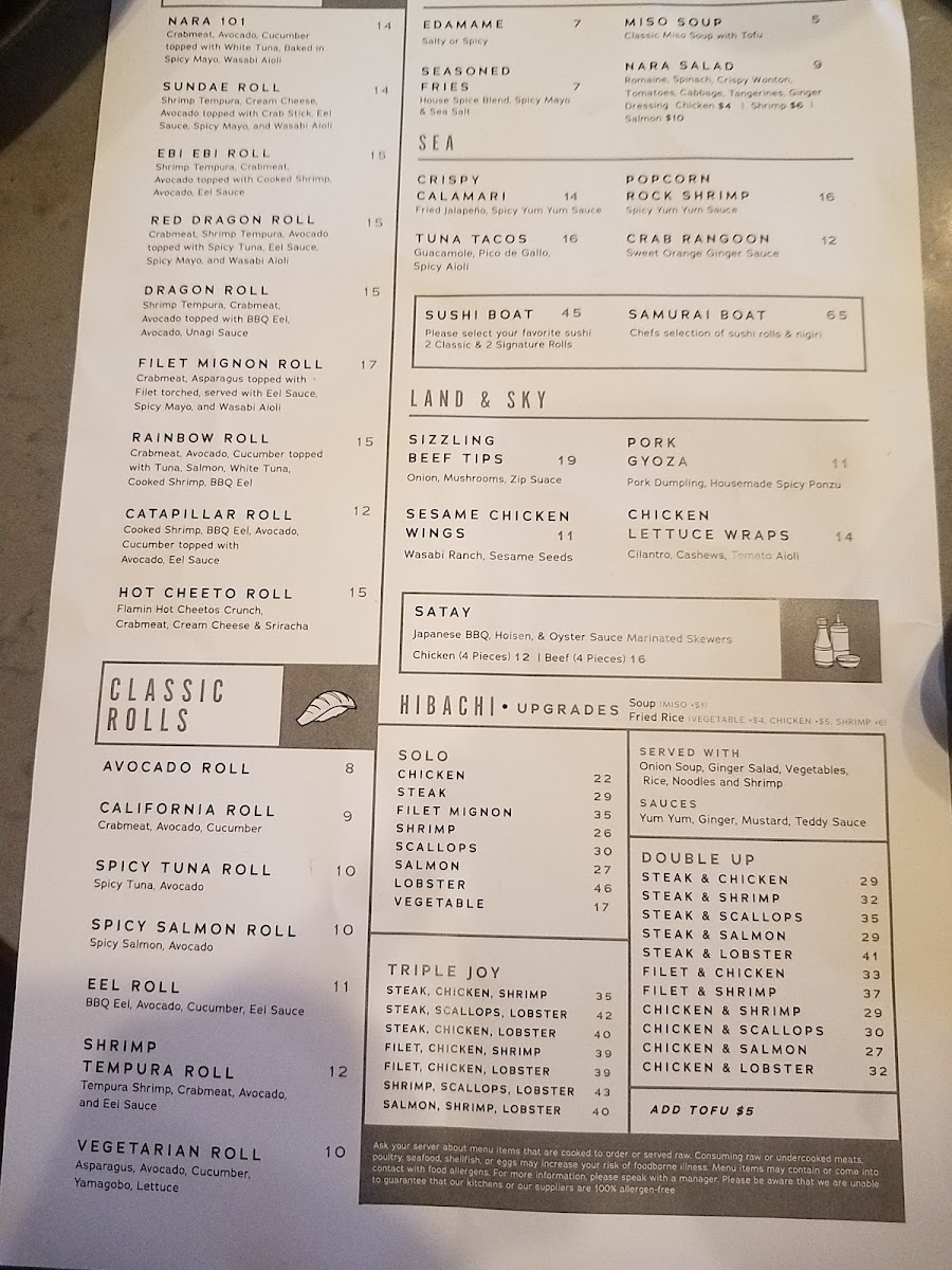 Menu Nara Sushi & Hibachi Steakhouse-9