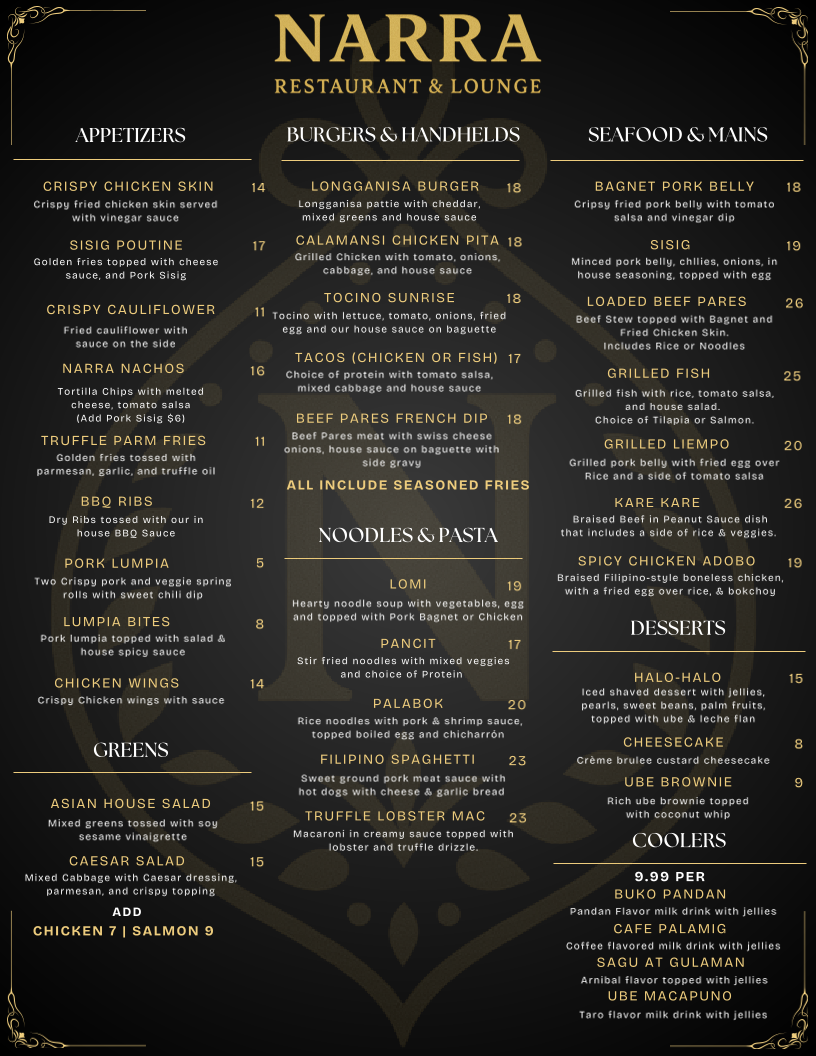 Menu Narra Restaurant & Lounge-1