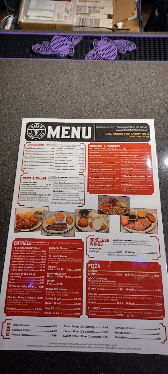 Menu Nate's Stumble Inn-1