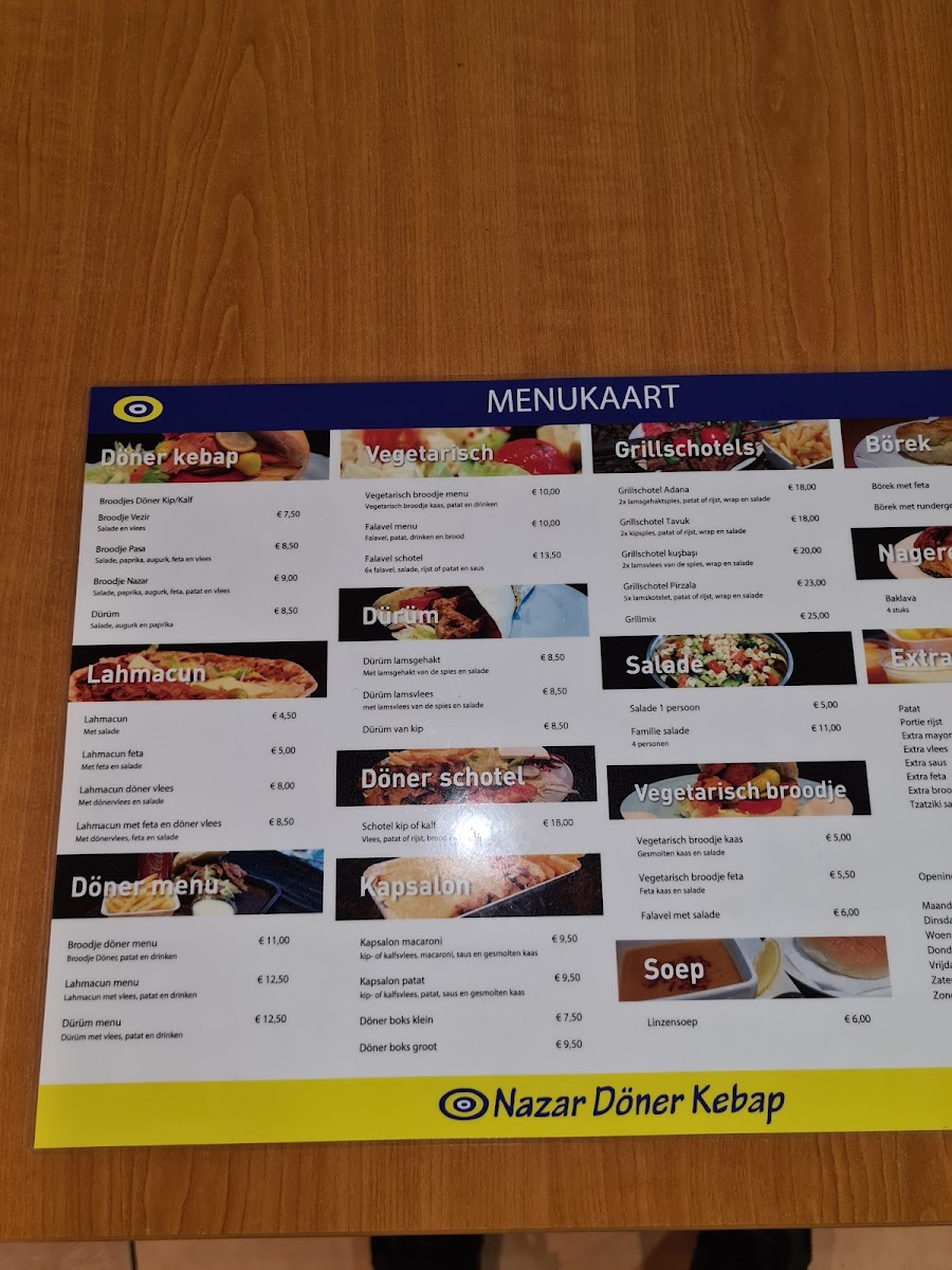 Menu Nazar Döner Huis-1