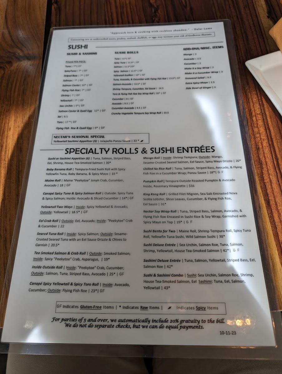 Menu Nectar Restaurant & Lounge-8