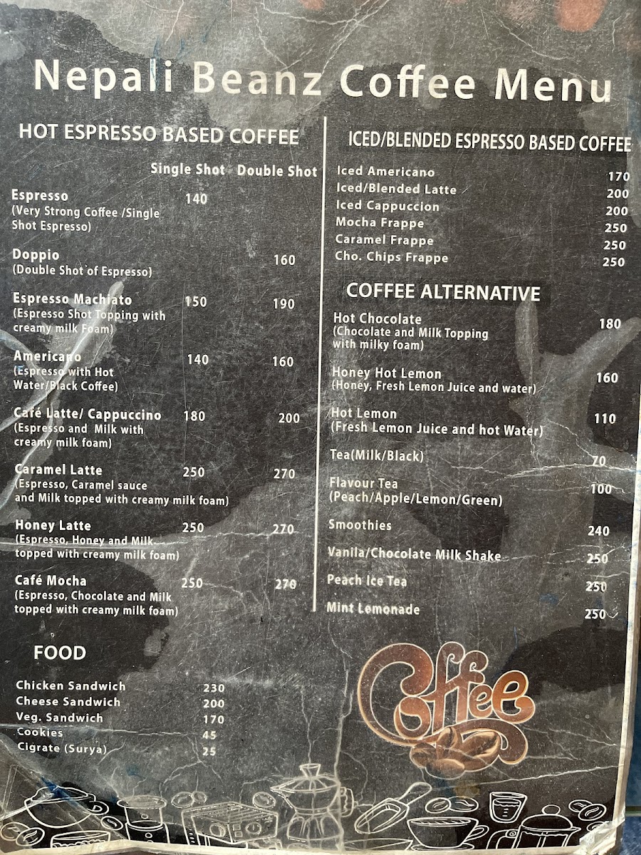 Menu Nepali Beanz Coffee-1
