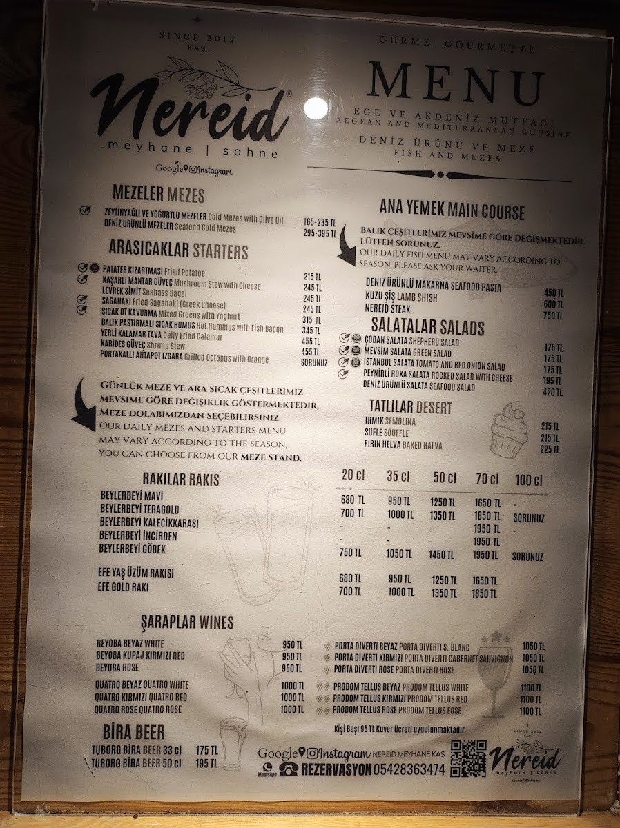 Menu Nereid Meyhanesi Kaş-4