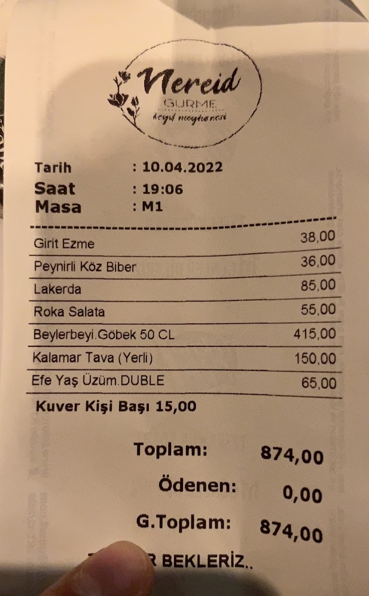 Menu Nereid Meyhanesi Kaş-7