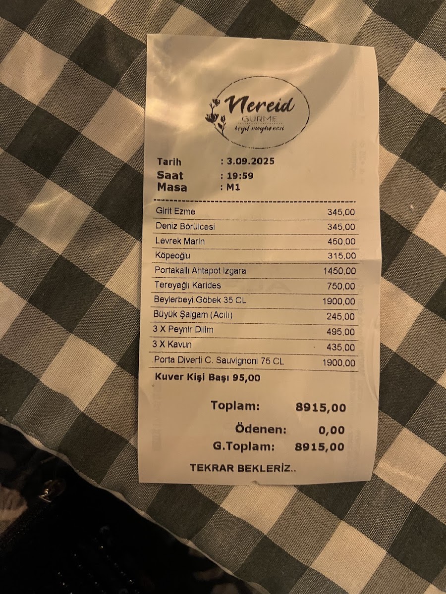 Menu Nereid Meyhanesi Kaş-8
