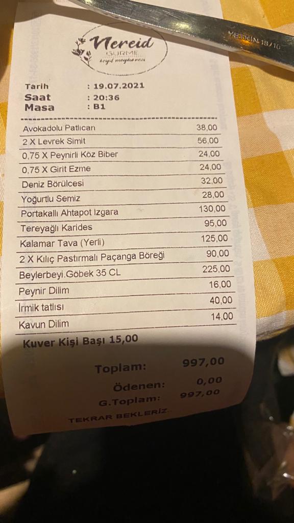 Menu Nereid Meyhanesi Kaş-9