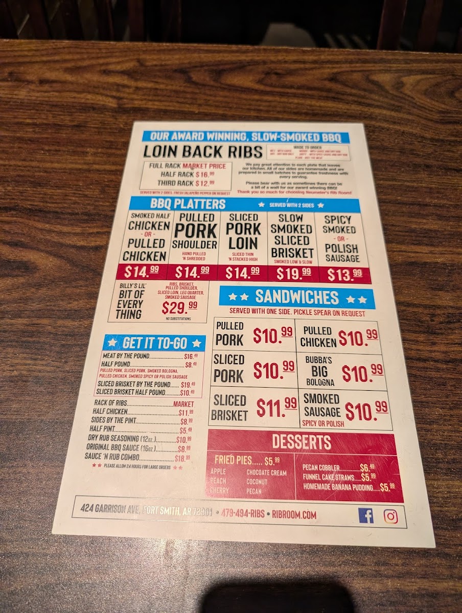 Menu Neumeier's Rib Room-7