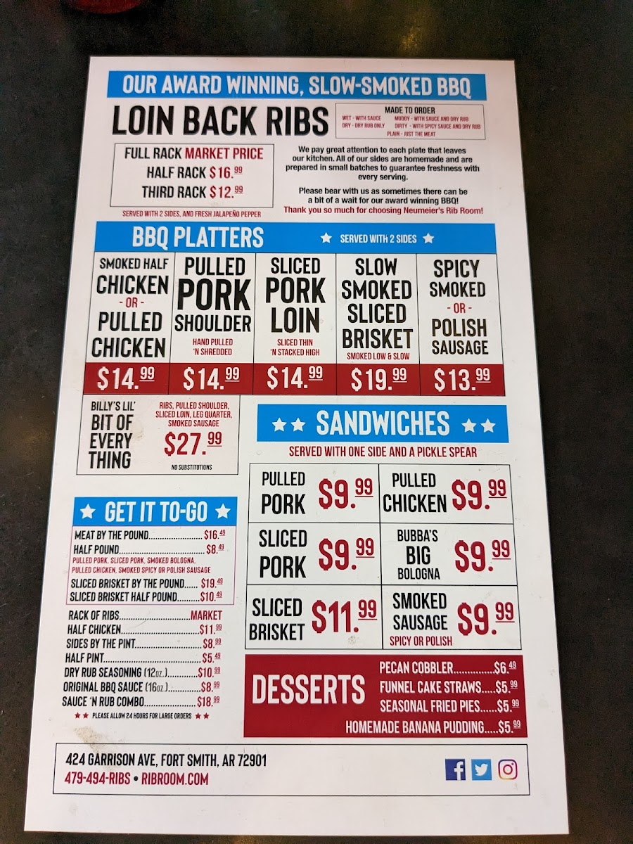 Menu Neumeier's Rib Room-8