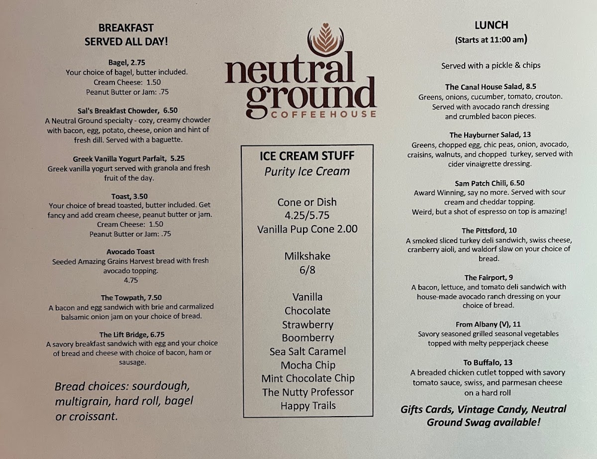 Menu Neutral Ground Coffeehouse - Pittsford-1