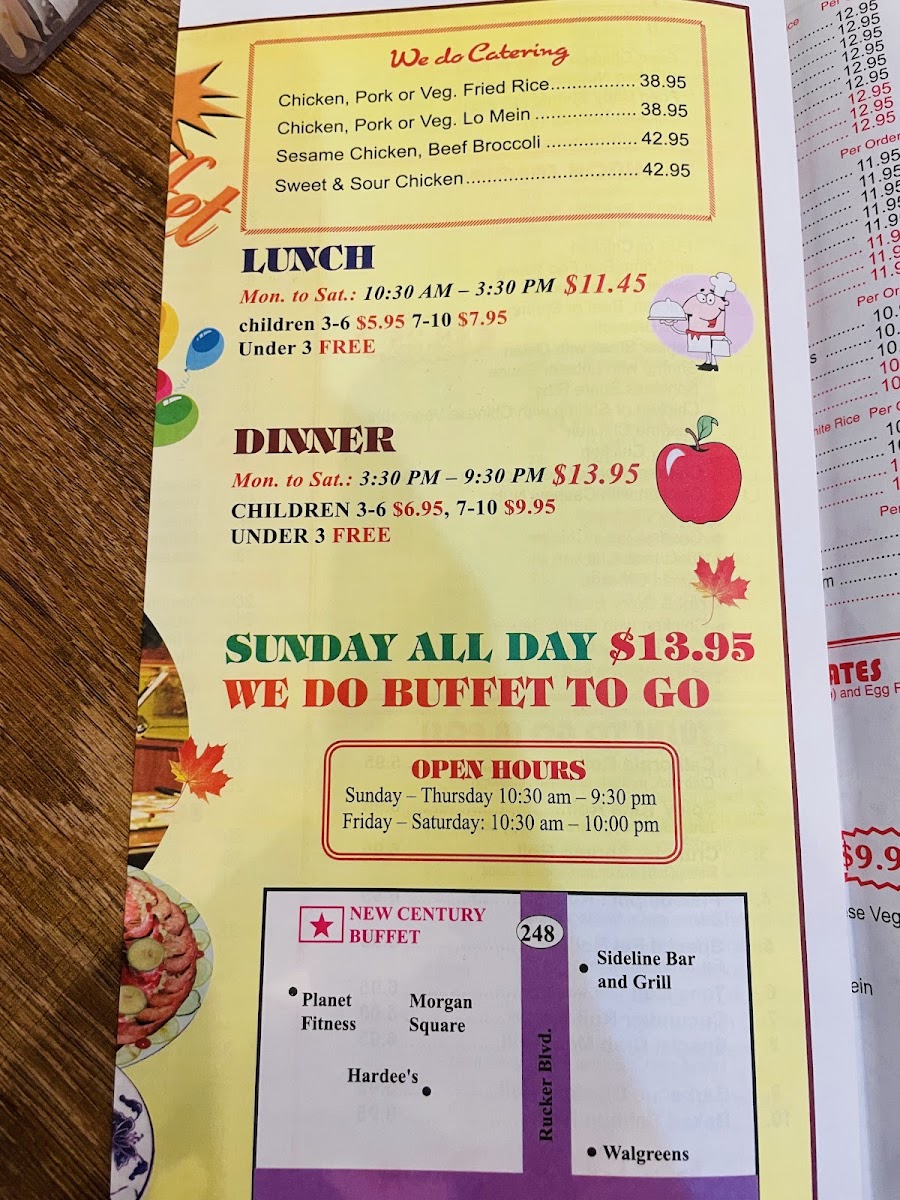 Menu New Century Chinese Buffet-1