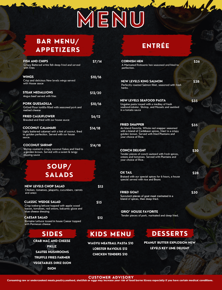 Menu New Level's Bar & Grill-2