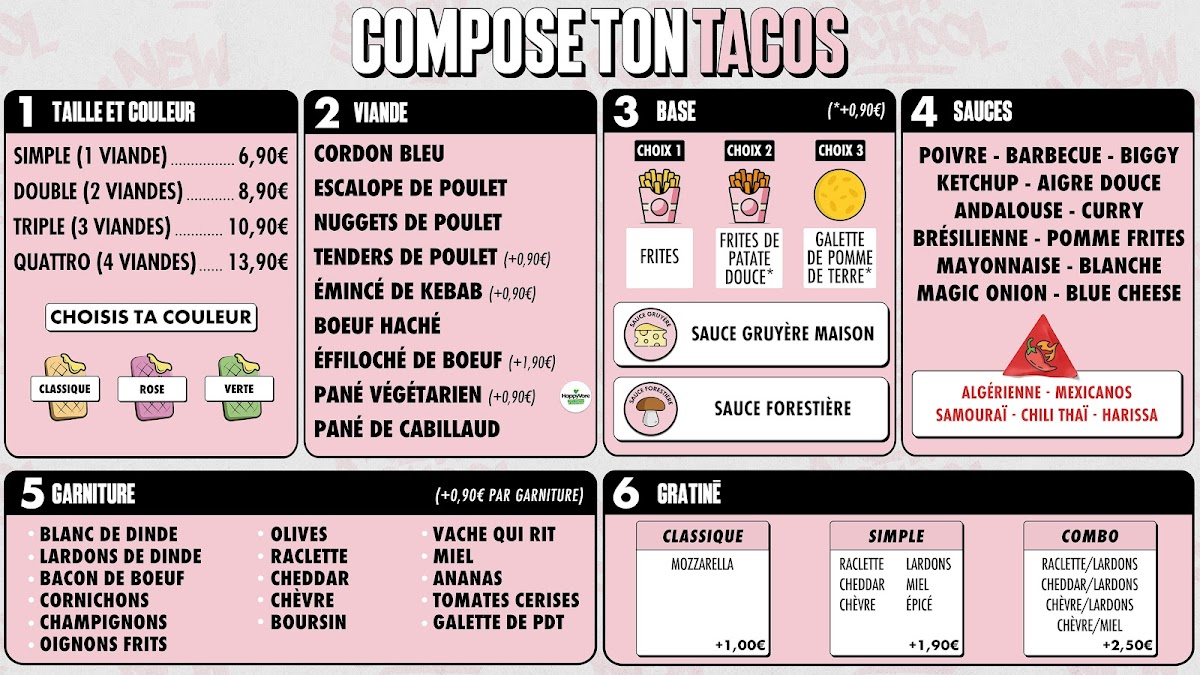 Menu New School Tacos - Cannes-1