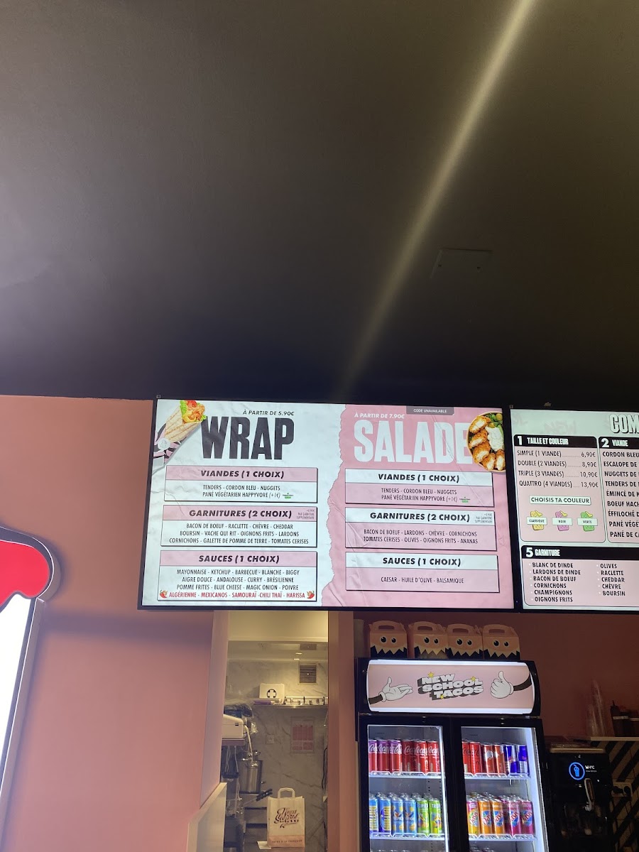 Menu New School Tacos - Cannes-10