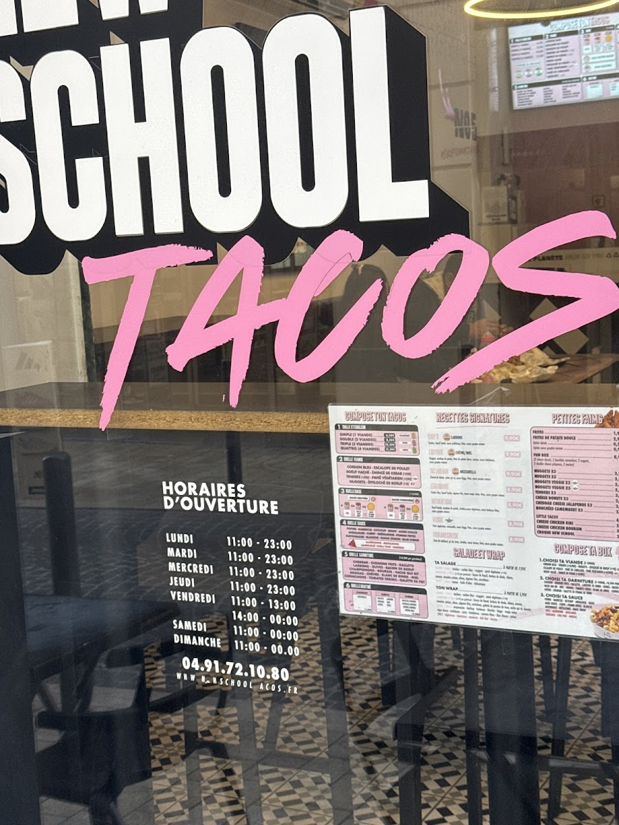 Menu New School Tacos - Marseille-8