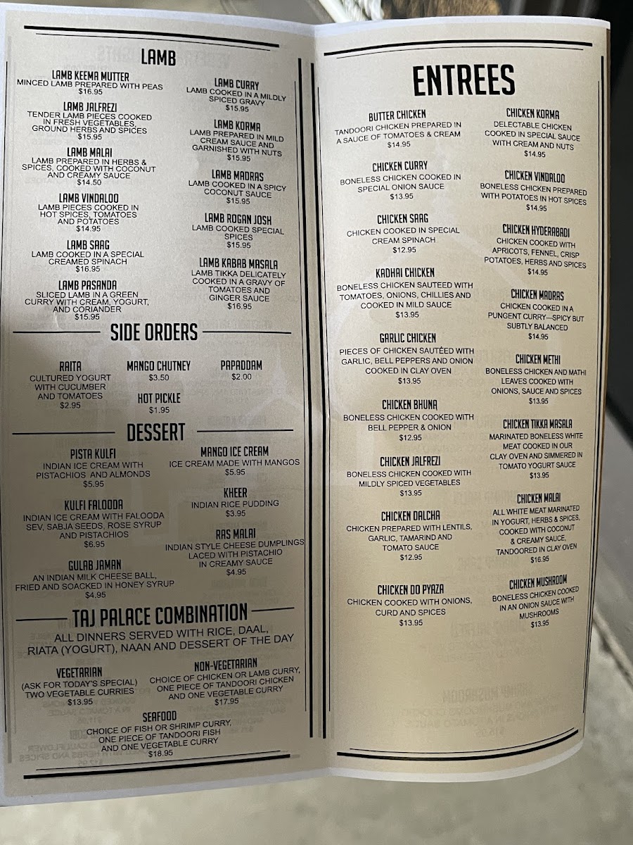 Menu New Taj Palace Indian Restaurant Bakersfield-1