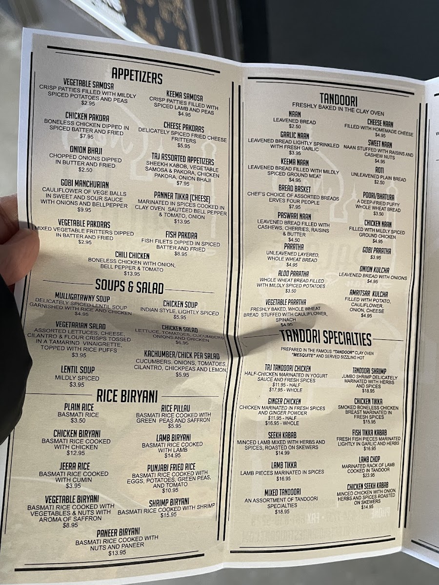 Menu New Taj Palace Indian Restaurant Bakersfield-2