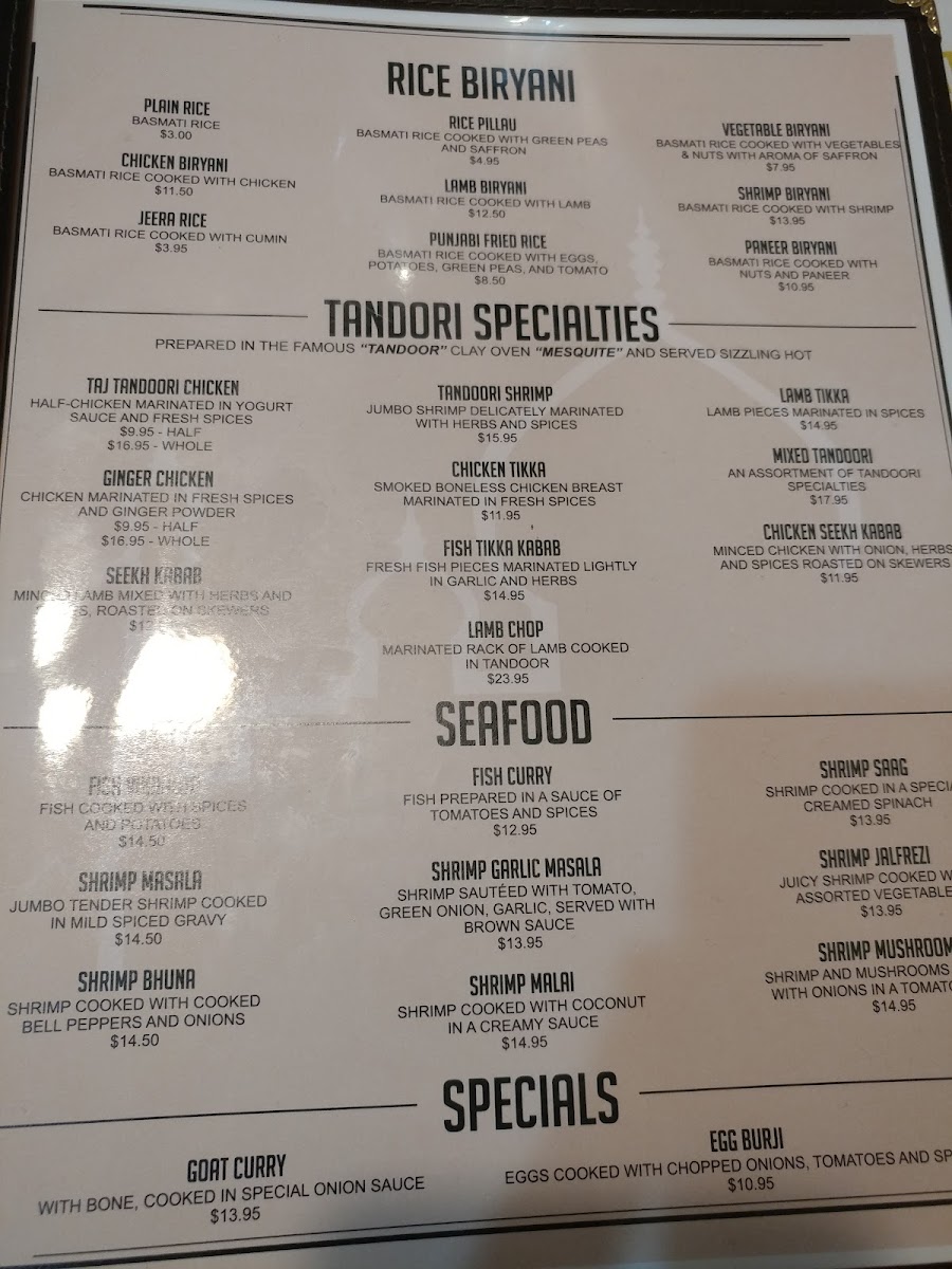Menu New Taj Palace Indian Restaurant Bakersfield-7
